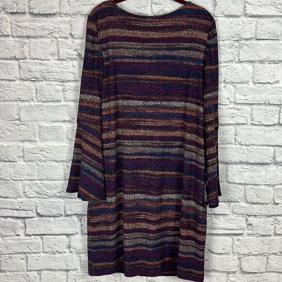 Signature by Robbie Bee Striped Flare Sleeve Dress Size Large - Picture 7 of 7